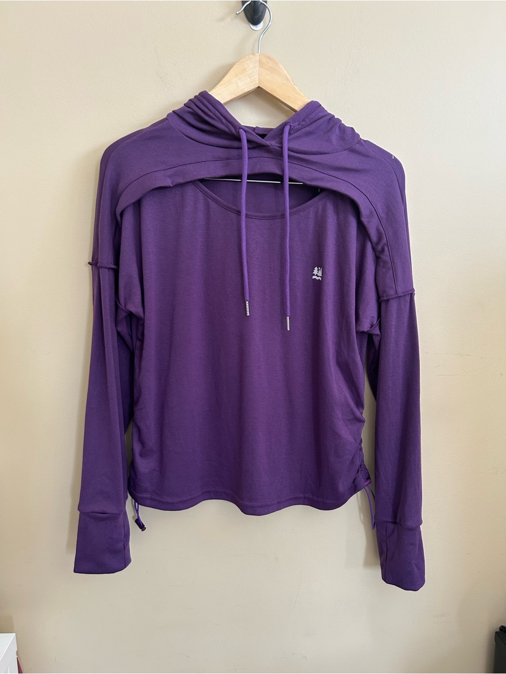 Purple Women's Lightweight Hooded Long-Sleeve Active Hollow out Top
